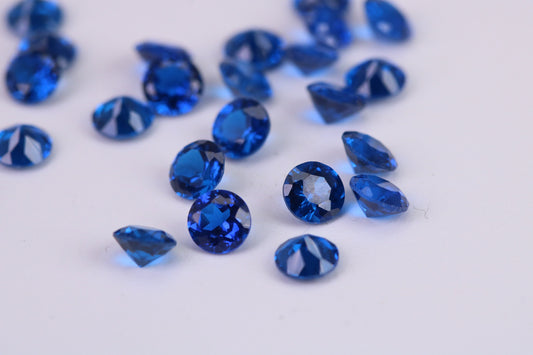 Round cut AAA Grade Sapphire Blue Cubic Zirconia, Top Colour and Luster, Choice of Sizes, Calibrated Sizing, Multi Packs