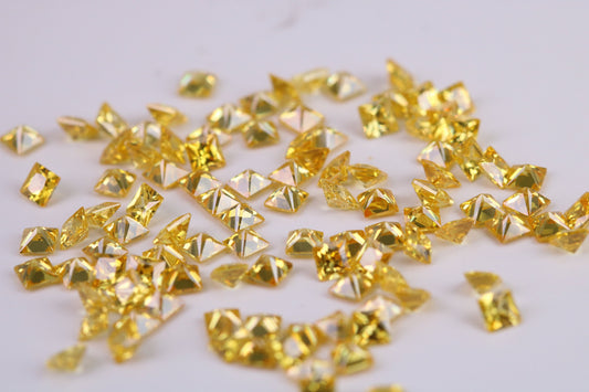 Square cut AAA Grade Yellow Cubic Zirconia, Top Colour and Luster, Choice of Sizes, Calibrated Sizing, Multi Packs