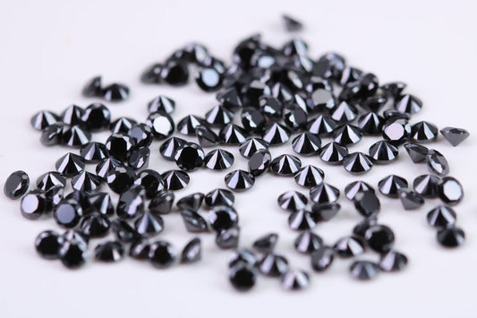 Round cut AAA Grade Jet Black Cubic Zirconia, Top Colour and Luster, Choice of Sizes, Calibrated Sizing, Multi Packs