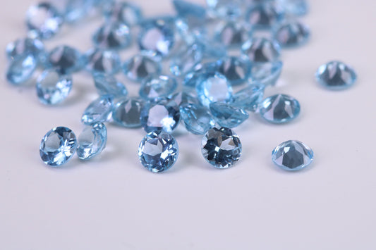Round cut AAA Grade Aquamarine Blue Cubic Zirconia, Top Colour and Luster, Choice of Sizes, Calibrated Sizing, Multi Packs