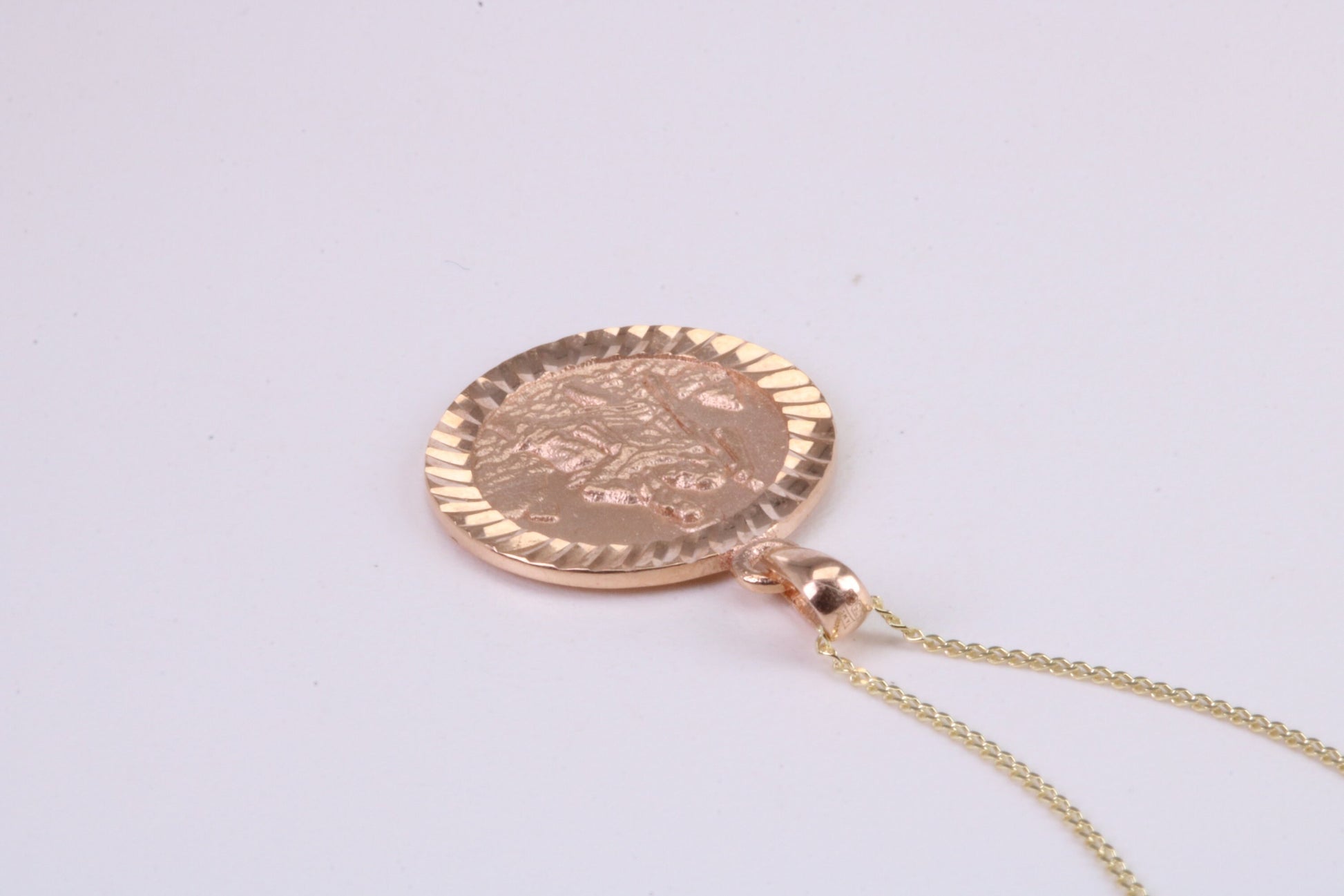 St Christopher Necklace Together with 18 Inch Long Chain, Made from Solid Yellow Gold, British Hallmark