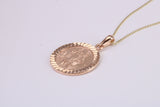 St Christopher Necklace, made from solid Rose Gold Together with 16 Inch Long Chain, British Hallmark