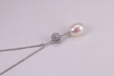20 Inches Long Natural Pearl Necklace set in Solid Silver, Length Adjustable Chain