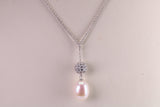 20 Inches Long Natural Pearl Necklace set in Solid Silver, Length Adjustable Chain