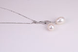 20 Inches Long Natural Pearl Necklace set in Solid Silver, Length Adjustable Chain