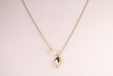Natural Pearl and Cubic Zirconia set Necklace set in Solid Silver, 18ct Yellow Gold Plated, Length Adjustable Chain