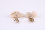 Freeform Natural Pearl Stud Earrings, set in Solid Silver