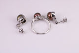 Natural Black Pearl and Cubic Zirconia set Ring and Matching Earrings, set in Solid Silver