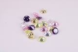 Assorted Pack of 20 AAA Grade Cubic Zirconia, Top Colour and Luster, Choice of Sizes, 6mm, 7mm, 8mm and 10mm