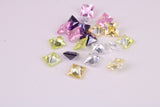 Assorted Pack of 20 Square cut AAA Grade Cubic Zirconia, Top Colour and Luster, Choice of Sizes, 4mm, 5mm, 6mm, 8mm and 10mm