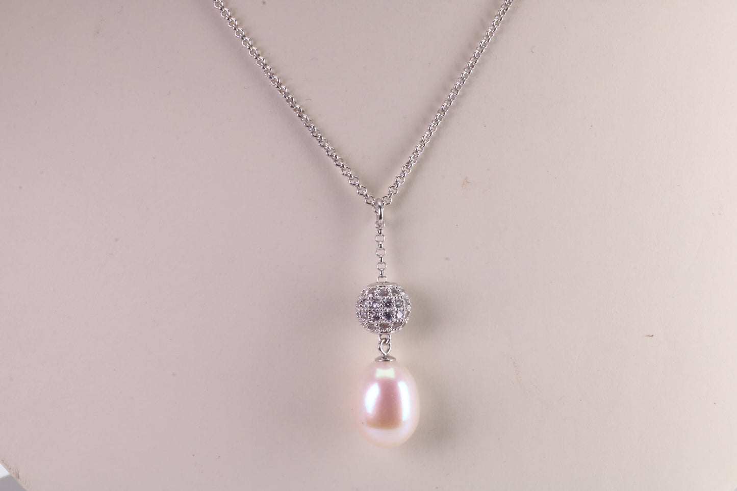 20 Inches Long Natural Pearl Necklace set in Solid Silver, Length Adjustable Chain