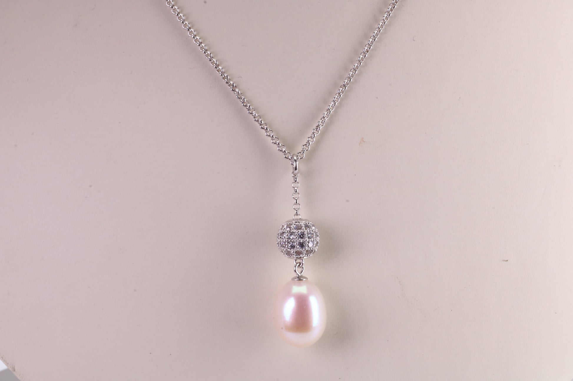 20 Inches Long Natural Pearl Necklace set in Solid Silver, Length Adjustable Chain