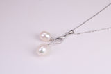 20 Inches Long Natural Pearl Necklace set in Solid Silver, Length Adjustable Chain