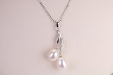 20 Inches Long Natural Pearl Necklace set in Solid Silver, Length Adjustable Chain