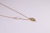 Natural Pearl and Cubic Zirconia set Necklace set in Solid Silver, 18ct Yellow Gold Plated, Length Adjustable Chain