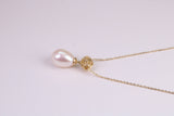 Natural Pearl set Necklace set in Solid Silver, 18ct Yellow Gold Plated, Length Adjustable Chain
