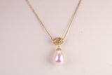 Natural Pearl set Necklace set in Solid Silver, 18ct Yellow Gold Plated, Length Adjustable Chain