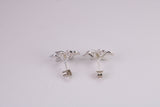 28 mm Round Natural Pearl and Cubic Zirconia set Stud Earrings, set in Solid Silver