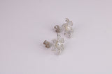 28 mm Round Natural Pearl and Cubic Zirconia set Stud Earrings, set in Solid Silver