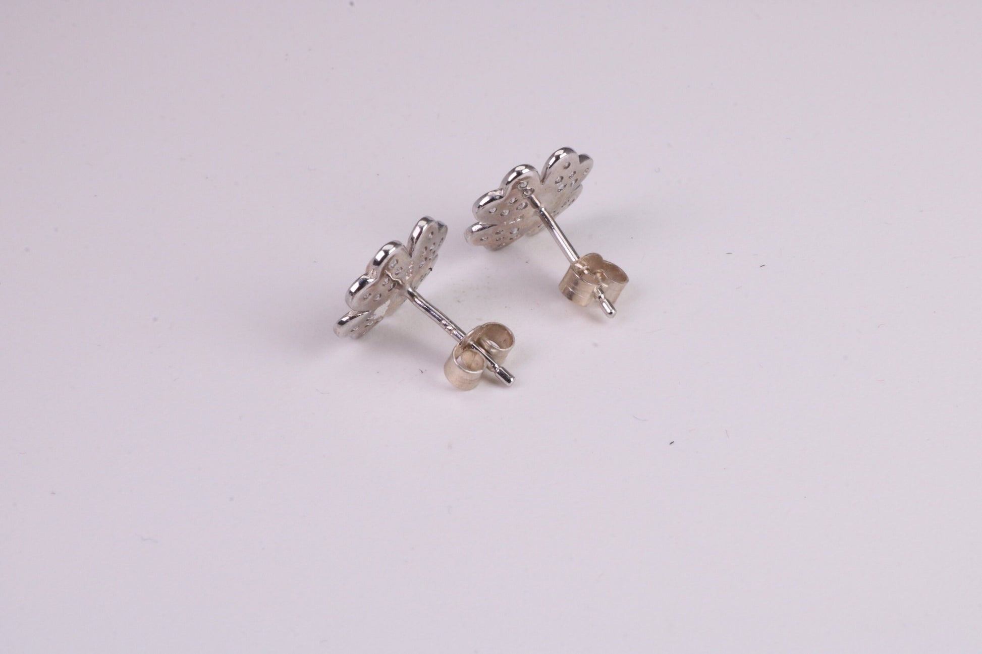11 mm Round Natural Pearl and Cubic Zirconia set Stud Earrings, set in Solid Silver