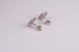11 mm Round Natural Pearl and Cubic Zirconia set Stud Earrings, set in Solid Silver