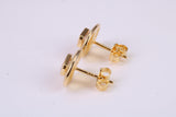 Stud Earrings set with Emerald cut C Z, Very Dressy, Made from Solid 925 Grade Sterling Silver and 18ct Yellow Gold Plated