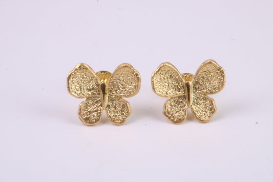 Butterfly Stud Earrings, Very Dressy, Made from Solid 925 Grade Sterling Silver and 18ct Yellow Gold Plated