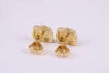 Gold Nugget Stud Earrings, Very Dressy, Made from Solid 925 Grade Sterling Silver and 18ct Yellow Gold Plated