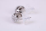 Natural Pearl set Half Hoop Stud Earrings, set in Solid Silver