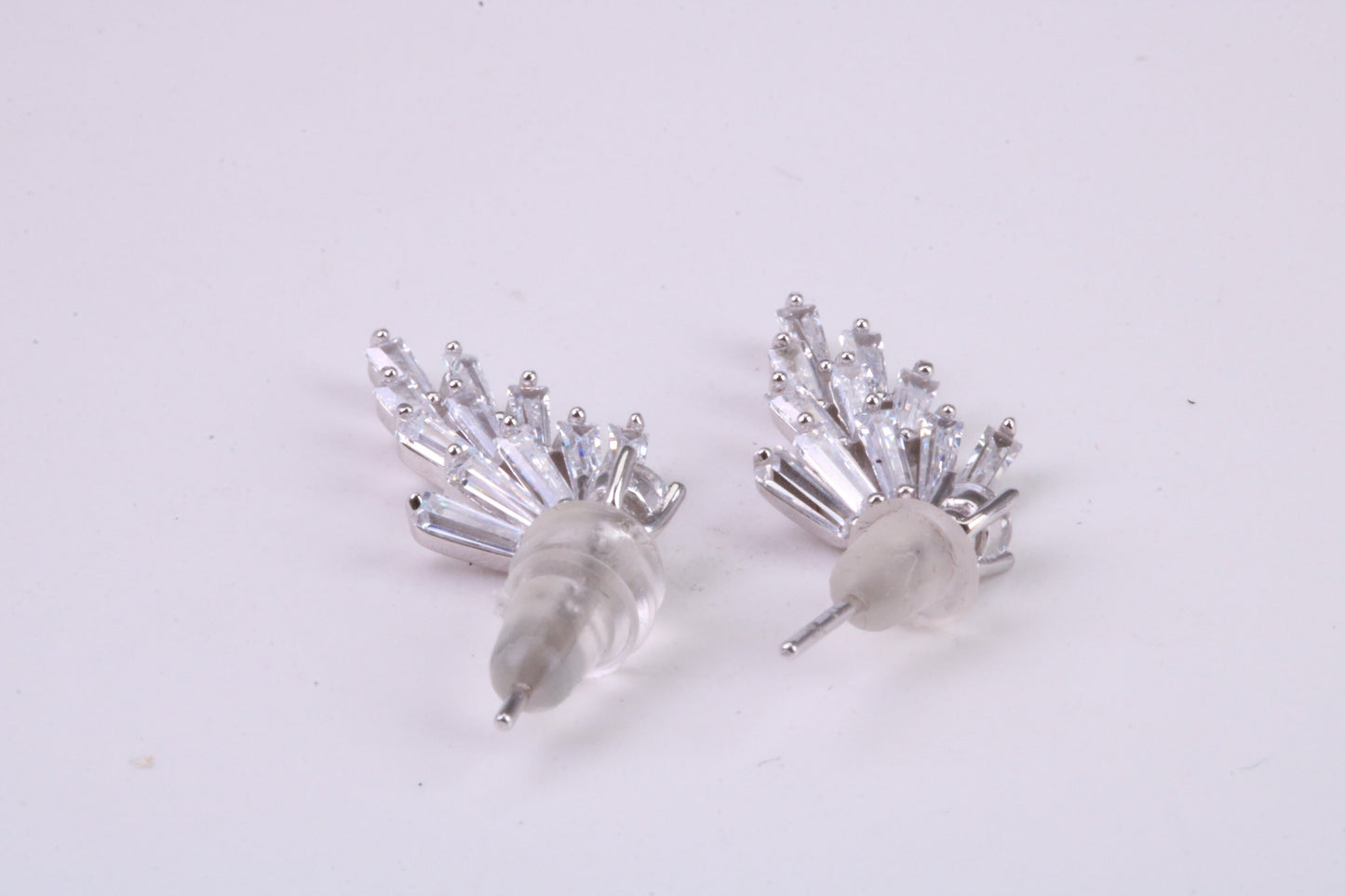Diamond White Cubic Zirconia set Dropper Stud Earrings, Very Dressy, Made from Solid 925 Grade Sterling Silver