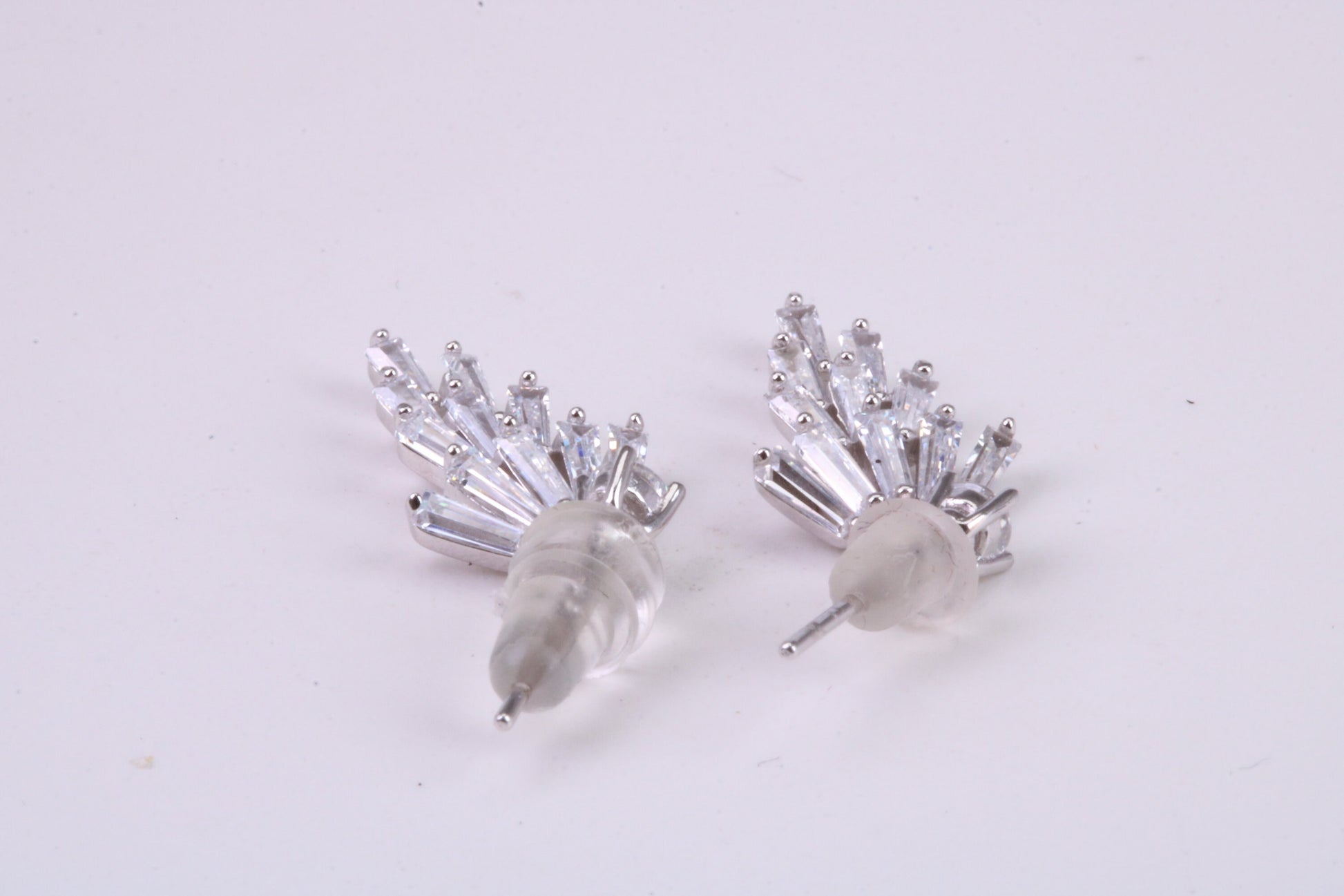 Diamond White Cubic Zirconia set Dropper Stud Earrings, Very Dressy, Made from Solid 925 Grade Sterling Silver