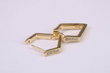 Diamond and Gold Look Half Hoop Earrings, Very Dressy, Made from Solid 925 Grade Sterling Silver and 18ct Yellow Gold Plated