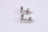 Leaf Design Stud Earrings, Very Dressy, Made from Solid 925 Grade Sterling Silver and Diamond White C Z