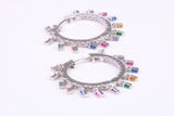 26 mm Round Rainbow Hoop Creole Earrings Made from 925 Grade Sterling Silver