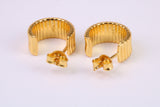 7 mm Wide Diamond cut Half Hoop Earrings, Very Dressy, Made from Solid 925 Grade Sterling Silver and 18ct Yellow Gold Plated