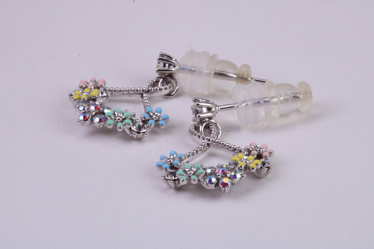 Rainbow Dropper Earrings Made from 925 Grade Sterling Silver