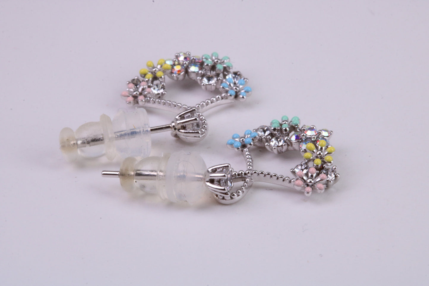 Rainbow Dropper Earrings Made from 925 Grade Sterling Silver