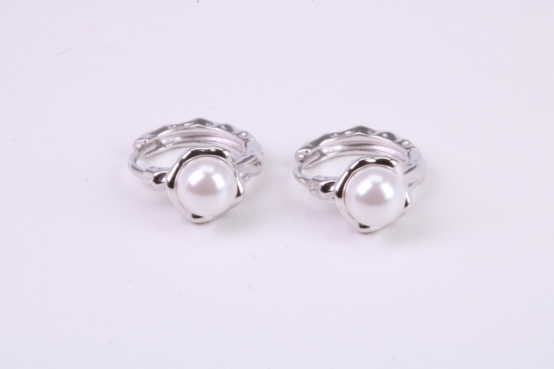 Natural Pearl set Hoop Earrings, set in Solid Silver