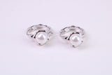 Natural Pearl set Hoop Earrings, set in Solid Silver