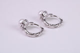 Natural Pearl set Hoop Earrings, set in Solid Silver