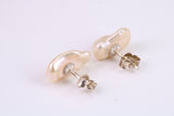 Freeform Natural Pearl Stud Earrings, set in Solid Silver