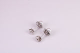 Dainty 8 mm Round Natural Pearl and Cubic Zirconia set Stud Earrings, set in Solid Silver