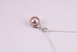Natural Pearl and Cubic Zirconia set Necklace, set in Solid Silver
