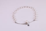 Natural 7.50 inches Long x 7 mm Wide Pearl Bracelet, made from Sterling Silver
