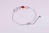 Love Hearts Bracelet with Length Adjustable Chain, Made from solid Sterling Silver