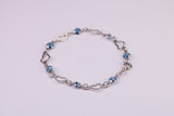 Evil Eye Protector Love Hearts Bracelet, Made from solid Sterling Silver