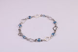 Evil Eye Protector Love Hearts Bracelet, Made from solid Sterling Silver