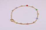 Dainty Rainbow Bracelet, With Length Adjustable Chain, Made from solid Sterling Silver and Further 18ct Yellow Gold Plated
