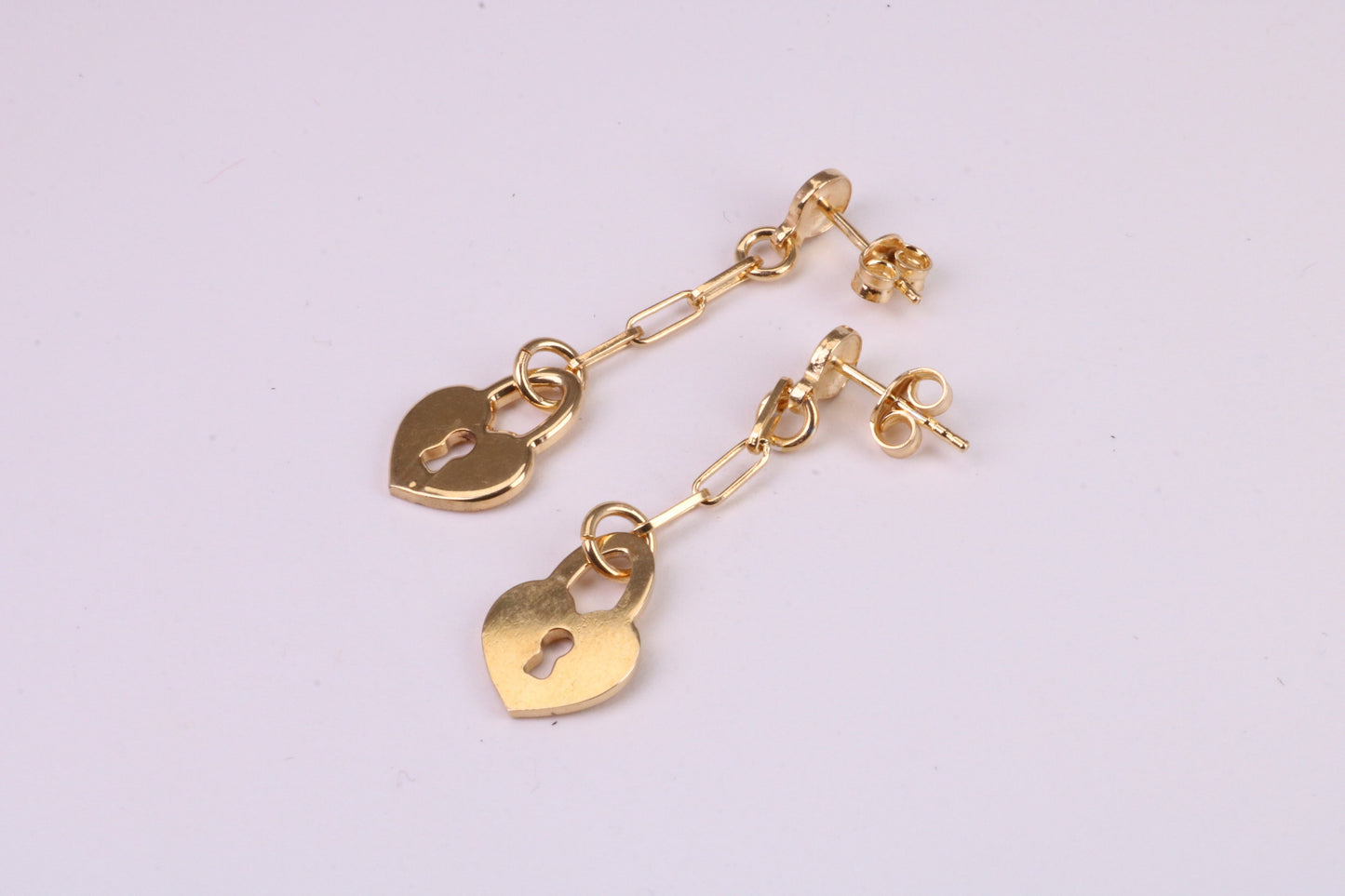 Lock Dropper Earrings, Made from Solid 925 Grade Sterling Silver and 18ct Yellow Gold Plated