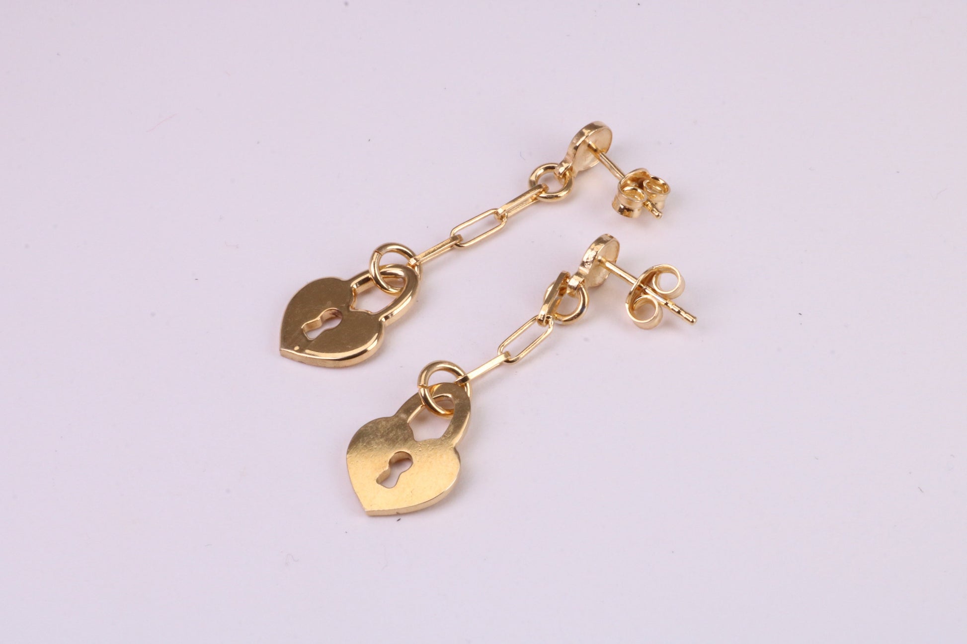 Lock Dropper Earrings, Made from Solid 925 Grade Sterling Silver and 18ct Yellow Gold Plated